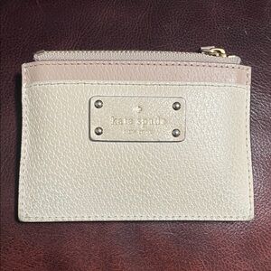 kate spade Two-Tone Beige and Cream Leather Card Pouch